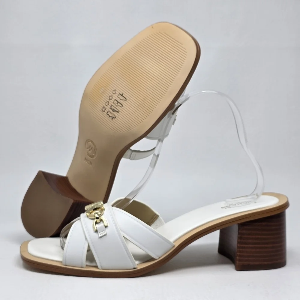 Michael Michael Kors Women's Tiffanie White Heel Sandals Size 9M New - Picture 3 of 11